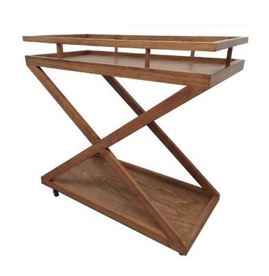 Wooden service trolley with two trays